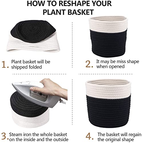 6.5 inch Planter Baskets for Indoor Planters Black&White