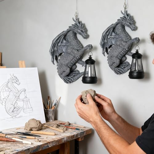 Garden Statues Tree Hugger Dragon