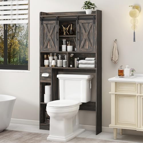 Over The Toilet Storage Cabinet with Sliding Doors