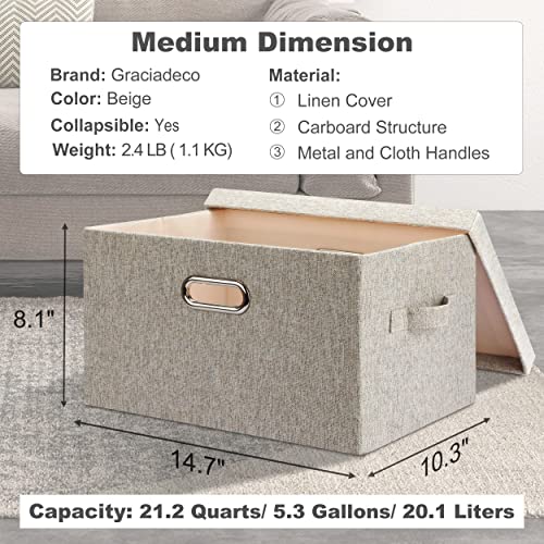 Storage Bins with Lids Fabric Closet Organizers Cubes Office Organization (5 Count)