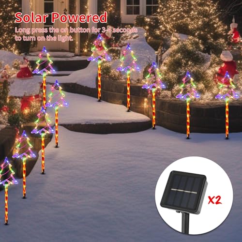 Solar Christmas Tree Pathway Lights Outdoor Decorations (10 Count)