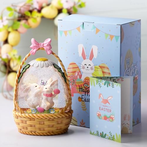 Easter Snow Globe Bunny Snow Globe Basket with Timer