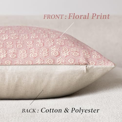 Decorative Floral Print Throw Pillow Covers 20×20 Light Pink (2 Count)