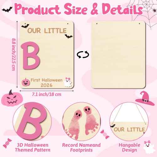 R HOSRE 3D Halloween Baby's Footprint DIY Art Craft with Ink Pad for Decor (4 Count)