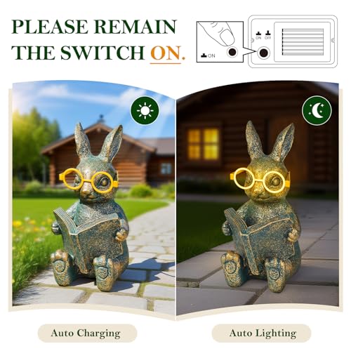 Reading Rabbit Garden Decor with Solar