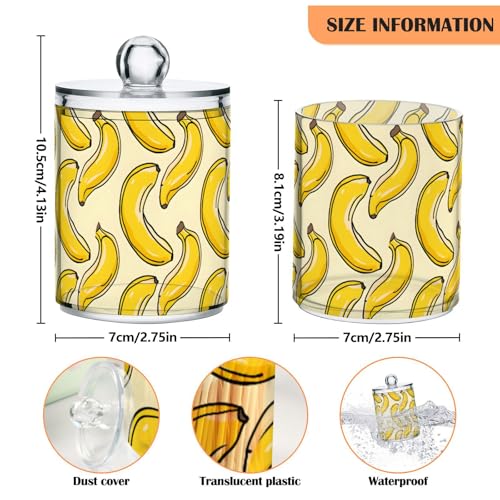 2 Pack Qtip Holder Organizer Dispenser Bananas Yellow Bathroom Storage Canister Cotton Ball Holder Container for Cotton Pads (2 Count)