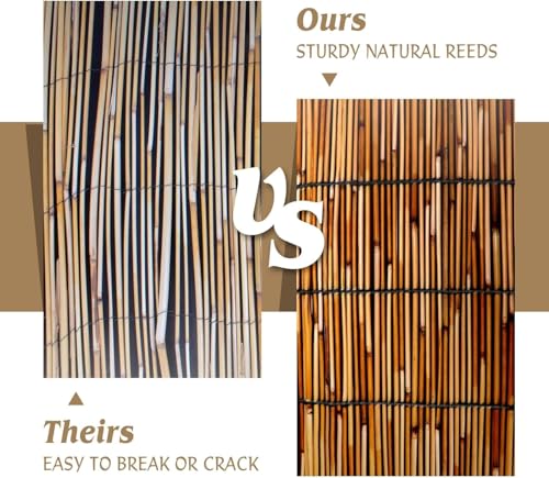 Reed Fencing Rolls Natural Bamboo Fence 6 Feet High Privacy Screen Curtains Fence for Balcony Patio Garden Backyard Shades Outdoor 6FT X 16.4FT （Brown） (98.4 Sq Ft)