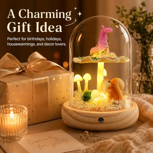 Mushroom Lamp in Glass Dome