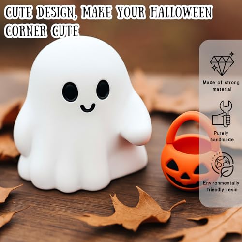 3 Pcs Halloween Ghost Figurine Ghost Resin Halloween Statue Cute Spooky Carrying Pumpkin Basket Designs Spooky Desk Display Ornament for Home and Office Tabletop Art Decoration (3 Count)