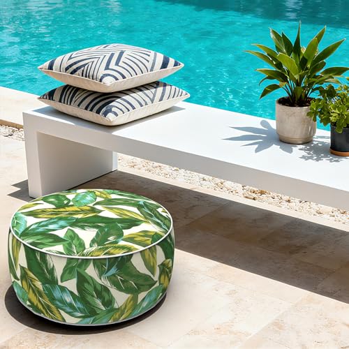 Indoor Outdoor Inflatable Ottoman with Handle D21 x H9 Inch