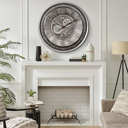 24 Inch Large Moving Gear Wall Clock for Living Room Decor