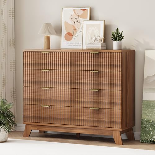Fluted Dresser for Bedroom with 8 Drawers