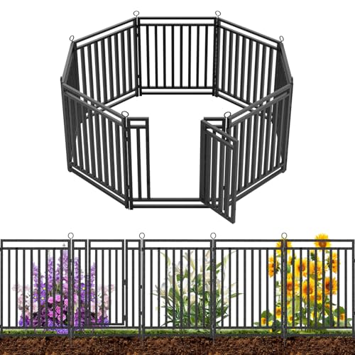 Decorative Garden Fence Metal Dog Fence Outdoor for Yard (18 Foot)