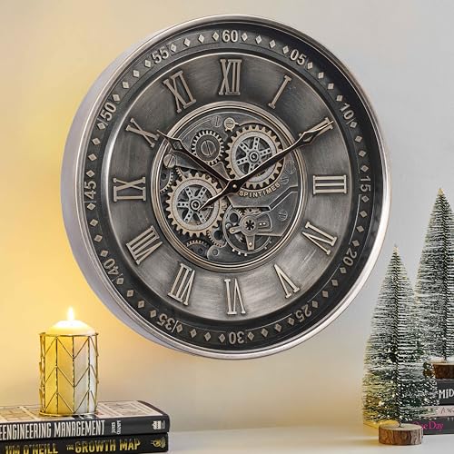 24 Inch Large Moving Gear Wall Clock for Living Room Decor