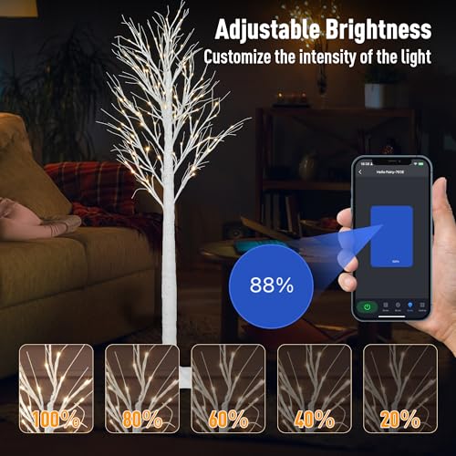 Smart Lighted Birch Twig Tree with Fairy Lights