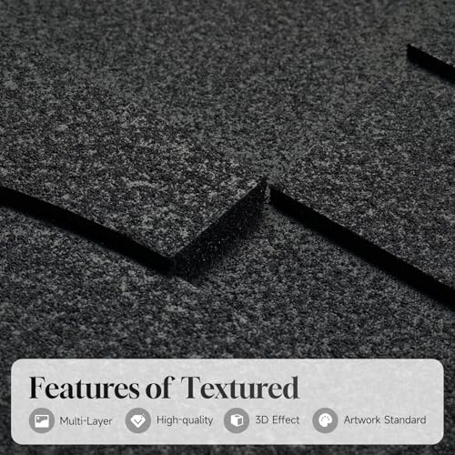 Large 3D Textured Modern Black Abstract Wall Art for Living Room (3 Count)