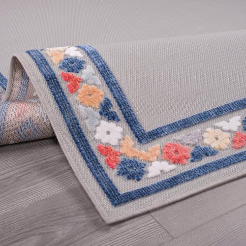 Outdoor Rug 6x9 Modern Bordered Area Rugs for Indoor and Outdoor Patio Easy to Clean Non Shedding Living Room Porch Garden Washable Outside Carpet