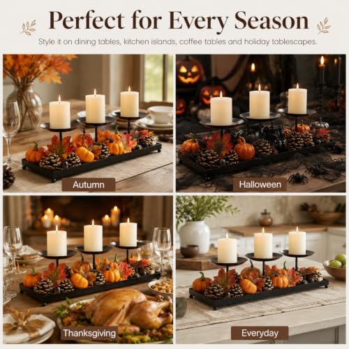 3 Pillar Candle Holders Centerpiece