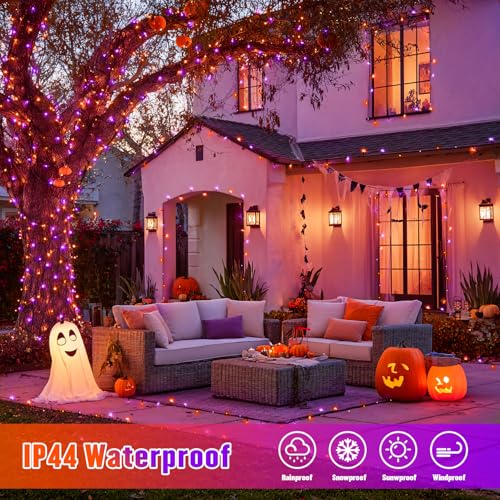 2 Pack Solar Halloween Lights Orange and Purple (66 Foot)