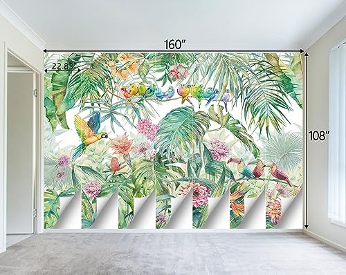 Tropical Green Botanical Flower Birds Leaf Wallpaper Bedroom Plant Floral Mural Room Decor Living Room tv Background Large Wall Mural