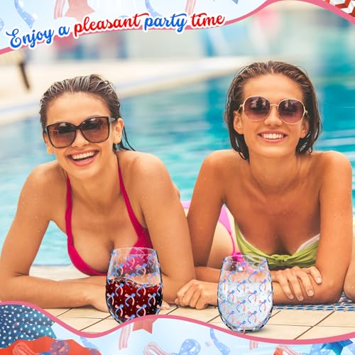 2 Pack 4th of July Stemless Wine Glasses 17oz Patriotic (2 Count)
