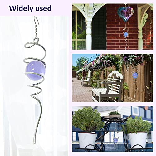 Gazing Ball Spiral Decorative Wind Spinner Tail Sun Catcher 11inch Tail and 2 inch Glass Orb.Wind Spinner Stabilizer Indoor Outdoor Garden Decoration