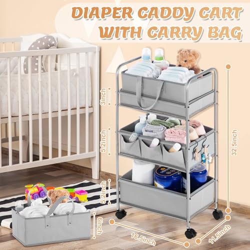 2in1 Baby Diaper Caddy Organizer Cart Bedside Rolling Cart (2 Count)
