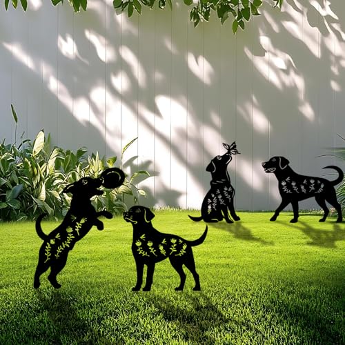 4 Pack Dog Metal Garden Decorative Stakes (4 Count)