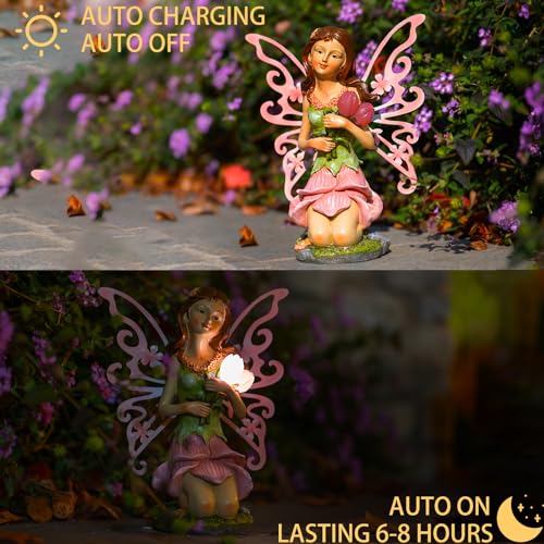 Solar Fairy Garden Statue Lights Outdoor Decor