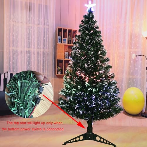 5FT Fiber Optic Green Christmas Tree Artificial Tree with Stand