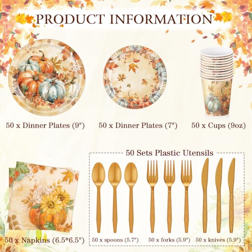 350Pcs Thanksgiving Disposable Tableware Paper Plate (350 Count)