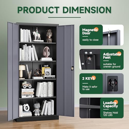 Metal Garage Storage Cabinets with Lock Door and Adjustable Shelves