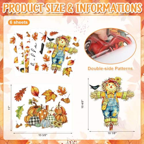 Vintage Fall Leaves Window Clings 6 Sheets (6 Count)