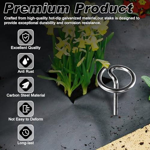 Heavy Duty Landscape Fabric Pins 8 Gauge 120 Pack with Pick Hook (120 Count)