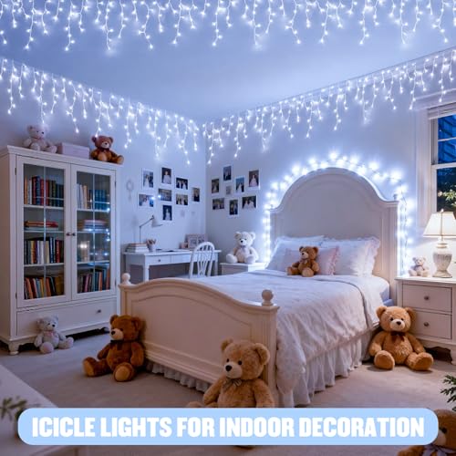 38.8ft 400 LED White Icicle Lights for Outside (38.8 Foot)