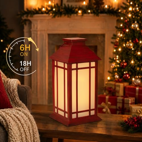 13 Inch Outdoor Decorative Lanterns with LED Candle Timer