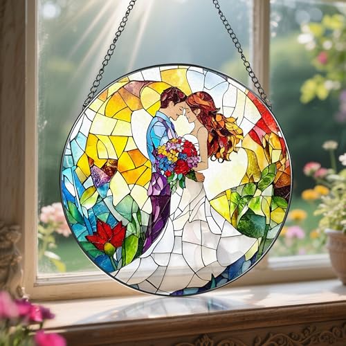 8'' Romantic Couple Wedding Sun Catcher Ornament