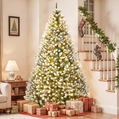 9FT Pre Lit Artificial Christmas Tree with White Lights
