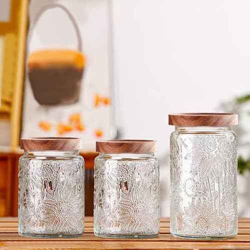 Vintage Glass Jars with Wooden Lids