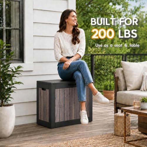 35 Gallon Outdoor Storage Box Waterproof Deck Box for Patio