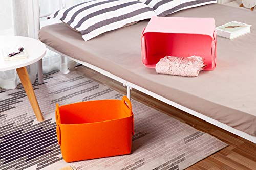 Storage Basket Felt Storage Bin Collapsible& Convenient Box Organizer with Carry Handles for Office Bedroom Closet Babies Nursery Toys Laundry