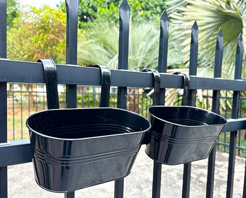 10" Metal Hanging Planter for Railing with Detachable Hooks (8 Count)