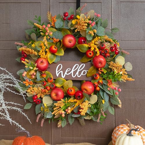 Fall Wreaths for Front Door 24 Inch Autumn Rustic Harvest Apple Wreath