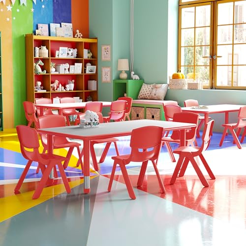 Red 47.25x23.5 Activity Table Set with 6 Chairs
