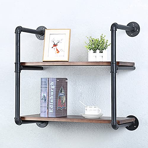 Industrial Pipe Shelves With Wood Planks
