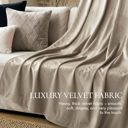 Light Taupe Blackout Velvet Curtains Drapes 96 Inch Long 52"x96" (2 Count)