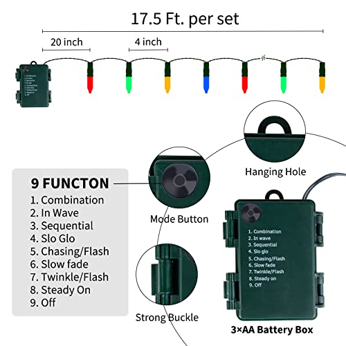 Christmas Lights 4 Pack 50 LED 18 FT Battery Powered Multicolor (4 Count)