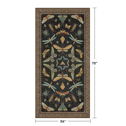 Green and Black Rug for Entryway Indoor (18 Sq Ft)