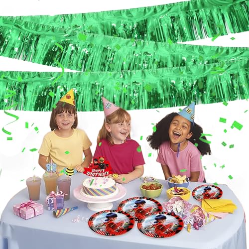 Green Foil Fringe Garland 10FT 2packs for Parade Float Decorations (20 Foot)