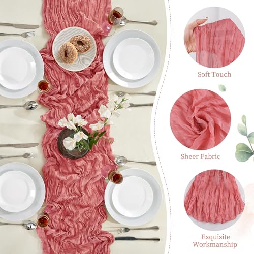 12 Pack Rose Cheesecloth Table Runner 35×120Inch Fall Boho Gauze Home Decor (5.28 Ounce)